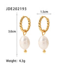 18K Gold Pearl Twisted Small Hoop Huggie Earrings
