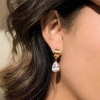 18K Gold Diamond Drip Small Hoop Dangle Huggie Earrings
