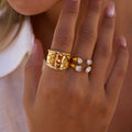 18K Gold Radiant Embrace CZ Statement Cuff Ring