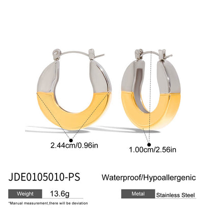 18K Gold and Silver Two Tone Duality Statement Hoop Earrings