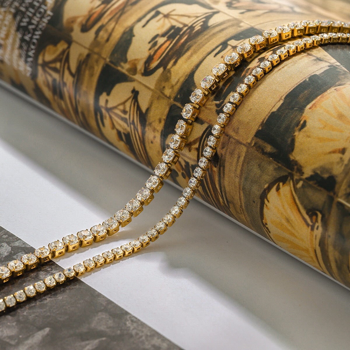 18K Gold Luxe Shine Dainty Tennis Chain Bracelet