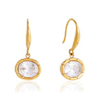 18K Gold Sway Bezel CZ Stone Dangle Earrings