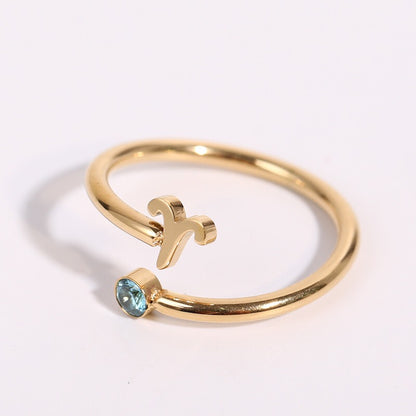 18K Gold Zodiac Birthstone Ring