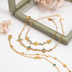 18K Gold Blue Winter Wonderland Moon and Stars Tennis Bracelet Stack