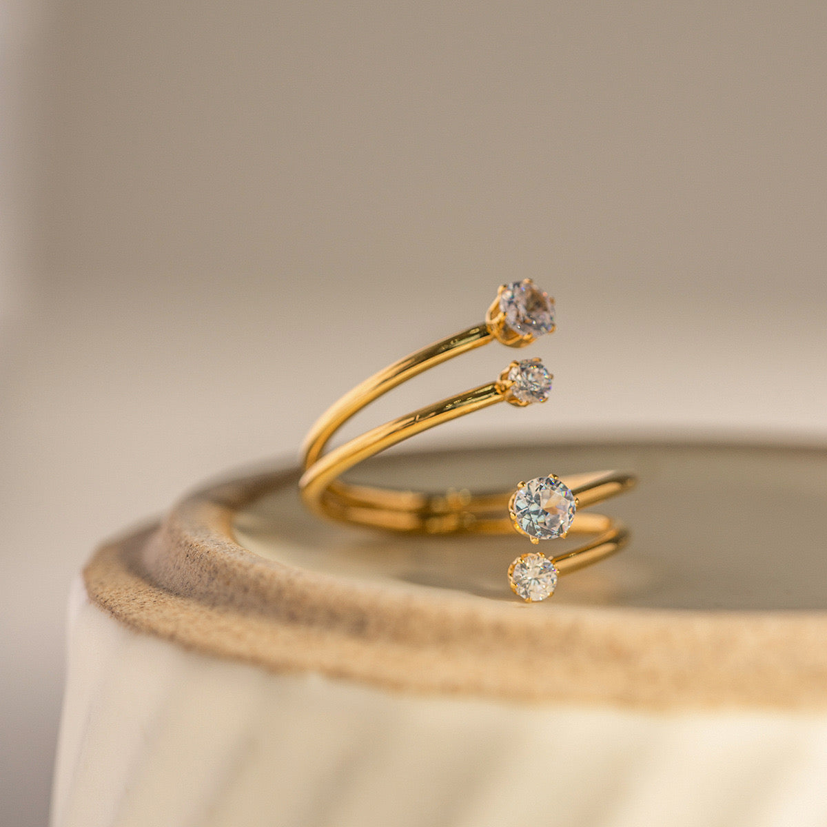 18K Gold Wandering Stars Cuff Ring