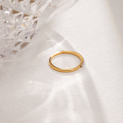 18K Gold Pearl Evermore Dainty Eternity Stacking Ring