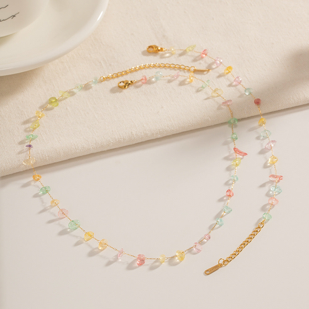 18K Gold Gemstone Crystal Bracelet