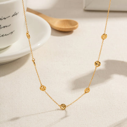 18K Gold Hammered Dots Chain Necklace