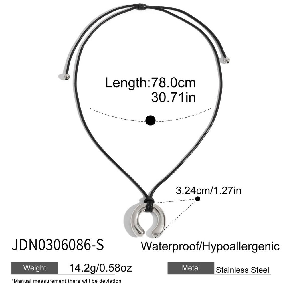 18K Gold Horseshoe Pendant Statement Extra Long Necklace