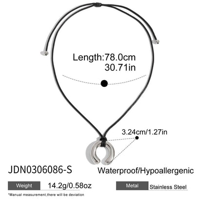 18K Gold Horseshoe Pendant Statement Extra Long Necklace