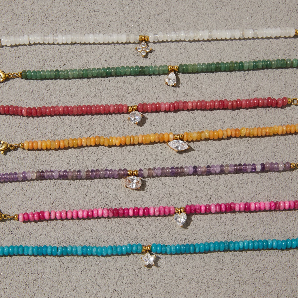 18K Gold Summer Carnival Color Beaded Charm Bracelet