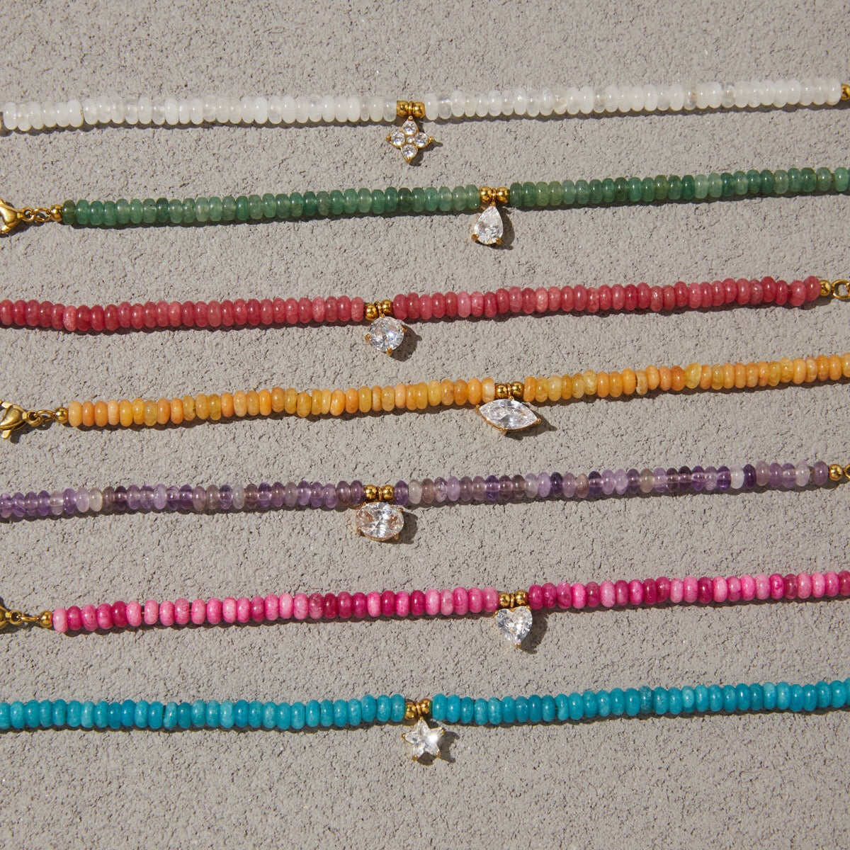 18K Gold Summer Carnival Color Beaded Charm Bracelet