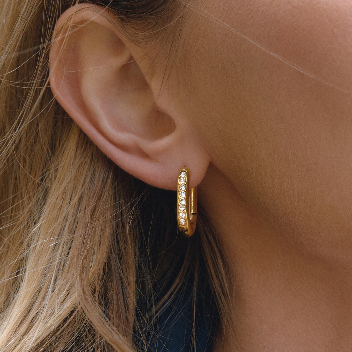 18K Gold and Silver Midnight Tease CZ Small Hoop Huggie Earrings
