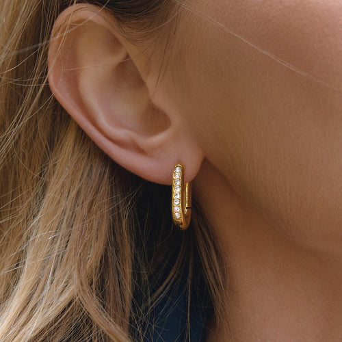 18K Gold and Silver Midnight Tease CZ Small Hoop Huggie Earrings