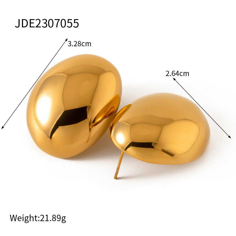 18K Gold Glamour Chunky Statement Stud Earrings