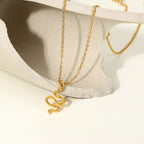 18K Gold Dainty Snake Pendant Necklace