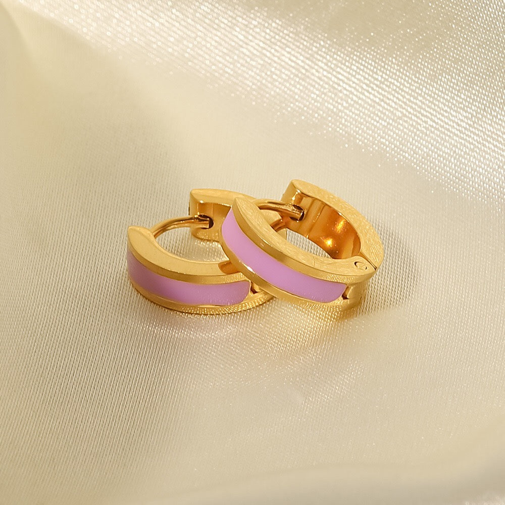 18K Gold Color Small Hoop Huggie Earrings