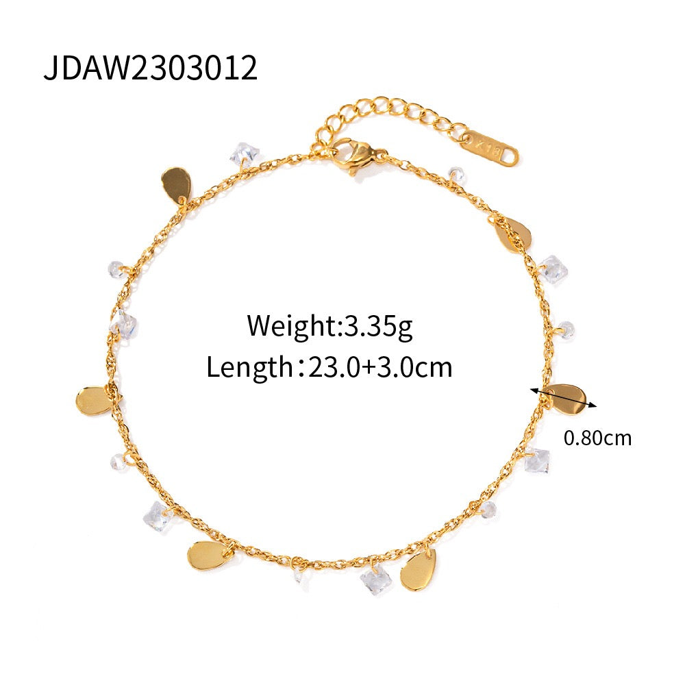 18K Gold Sunbeam Dainty Chain Anklet