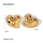 18K Gold Heart Flipped CZ Stud Earrings