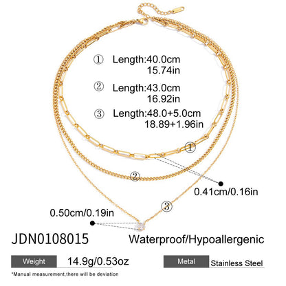 18K Gold Day Dream Dainty Pendant Paperclip Chain Layered Necklace Set