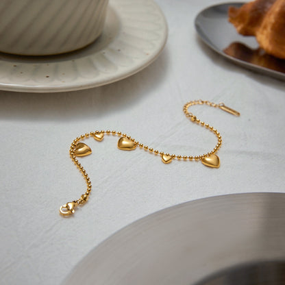 18K Gold Waterproof Flipped Heart Dainty Hand Jewelry Chain Bracelet