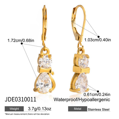 18K Gold Gala Sparkle Drop Dangle Earrings Ear Cuff Stack