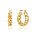 18K Gold Chic Links Chain Hoop Earrings