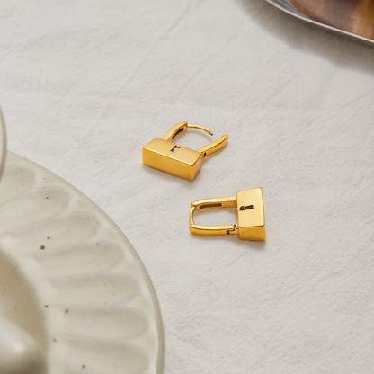 18K Gold Locked in Small Hoop Huggie Earrings
