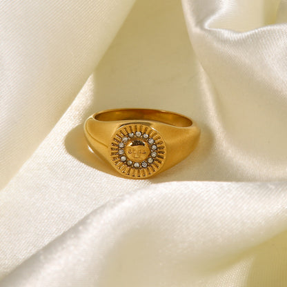 18K Gold Sun Signet Ring