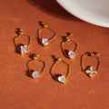 18K Gold Spark Drop Heart Clover Flower Adjustable Chain Ring