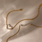 18K Gold Bliss Pave Heart Dainty Bracelet