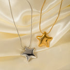 18K Gold Bright Star Pendant Statement Necklace