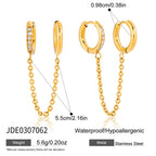 18K Gold Sweet Tangle Small Hoop Huggie Dangle Drop Chain Earrings