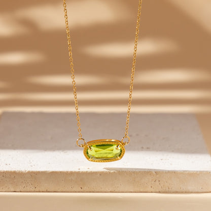 18K Gold Trendy Birthstone Pendant Necklace