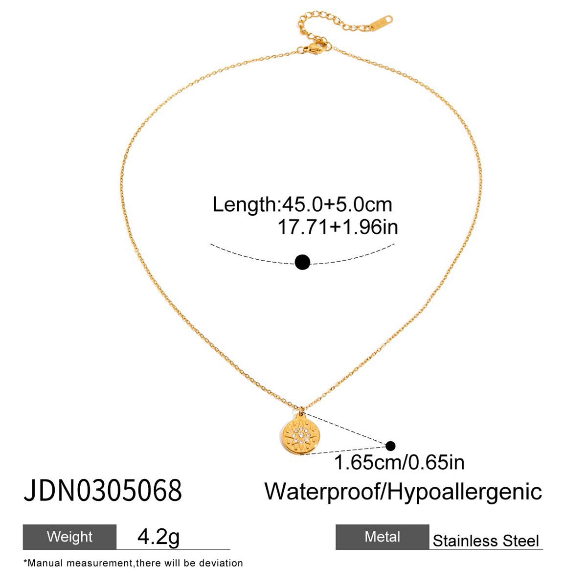 18K Gold Cascading Sun Pedant Paperclip Chain Layered Necklace Set