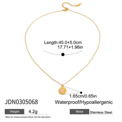 18K Gold Cascading Sun Pedant Paperclip Chain Layered Necklace Set