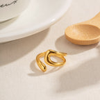 18K Gold Unique Line Cuff Ring