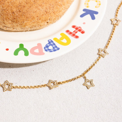 18K Gold Bling Star Chain Statement Necklace