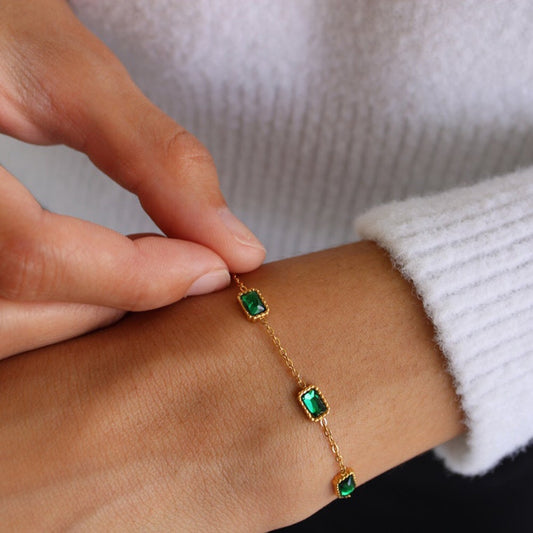 18K Gold Minimalist Emerald Bracelets