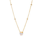 18K Gold Dainty Starry Heart CZ Pendant Necklace