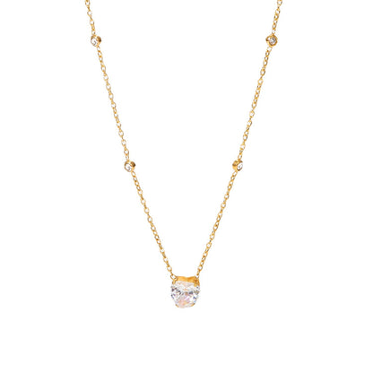 18K Gold Dainty Starry Heart CZ Pendant Necklace