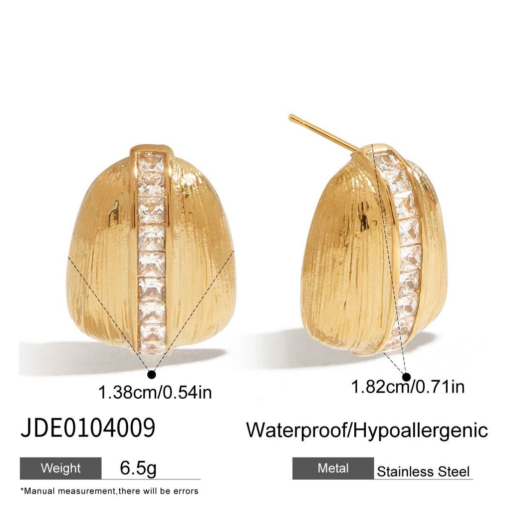 18K Gold Bling Coffee Bean Statement Stud Earrings