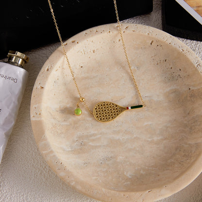 18K Gold Tennis Player Pendant Necklace