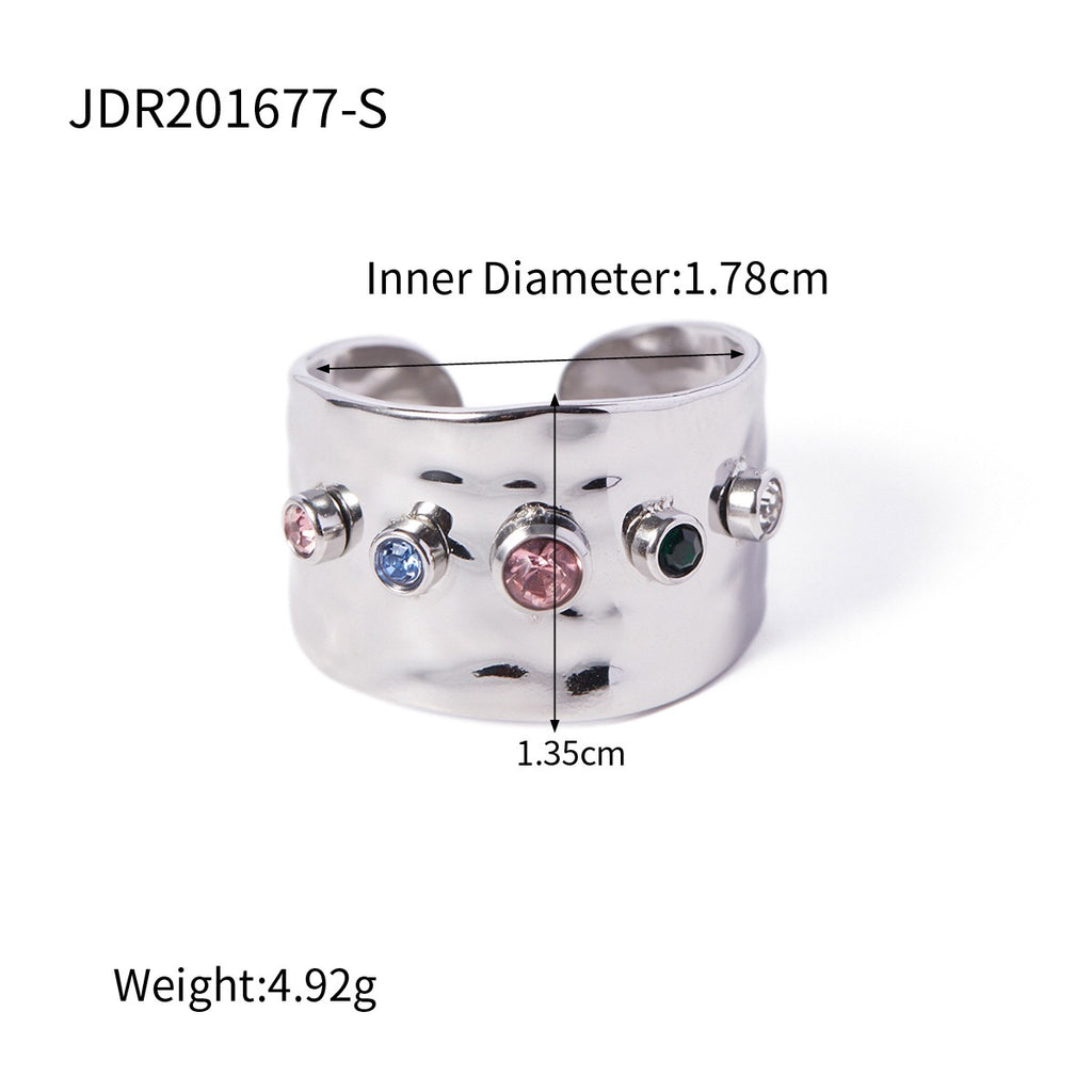 18K Gold Color Gemstone Band Ring
