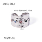 18K Gold Color Gemstone Band Ring