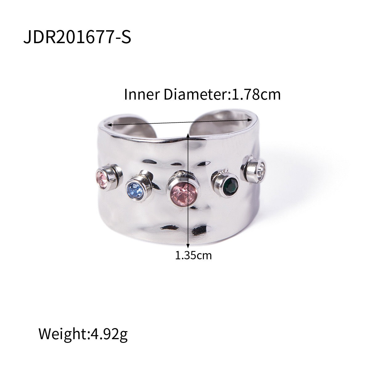 18K Gold Color Gemstone Band Ring