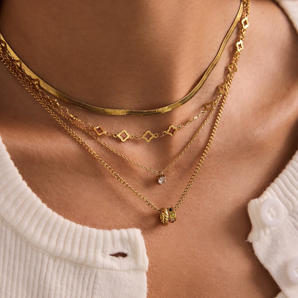 18K Gold Quiet Joy Dainty Ring Pendant Necklace