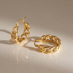 18K Gold Chic Links Chain Hoop Earrings