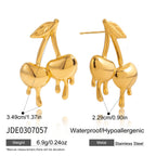 18K Gold Golden Drip Cherry Lips Star Statement Stud Earrings