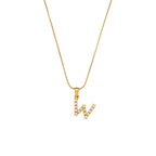 18K Gold Pearl Initial Pendant Necklace